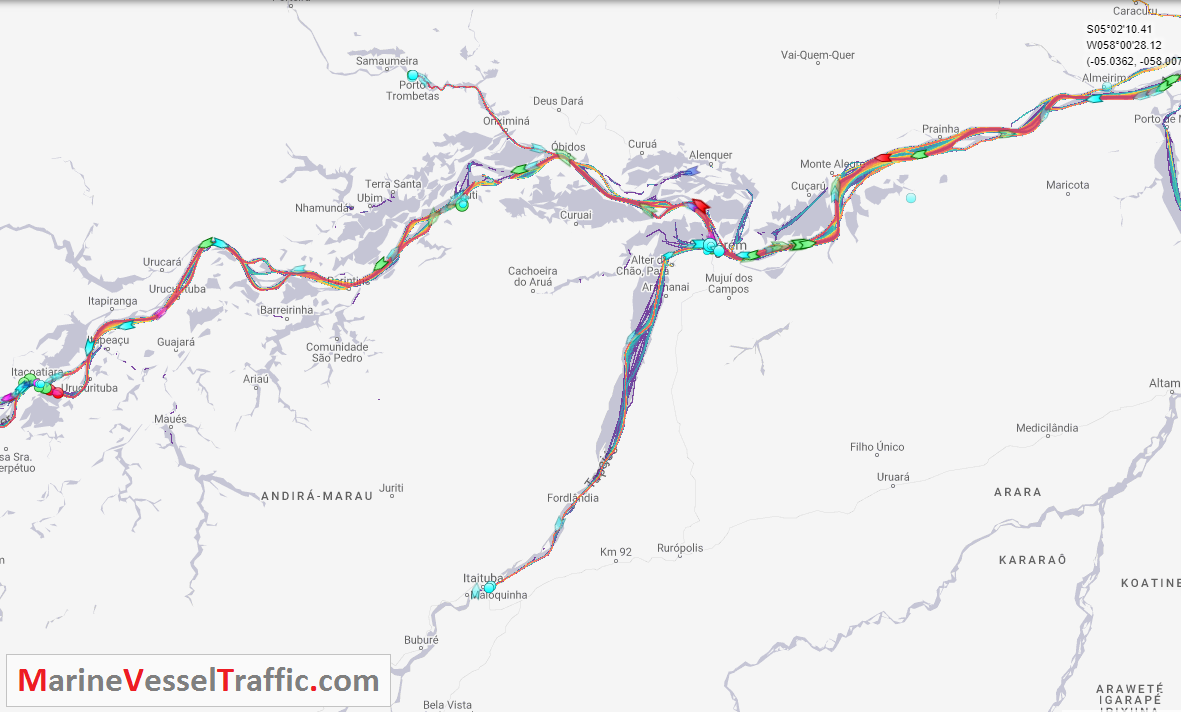 Live Marine Traffic, Density Map and Current Position of ships in TAPAJOS RIVER